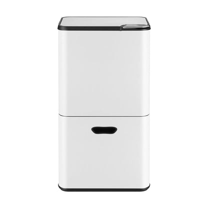 Cefito 63L Rubbish Bin 3 Compartment Carbon Steel Split Door Trash Can White - Image 3