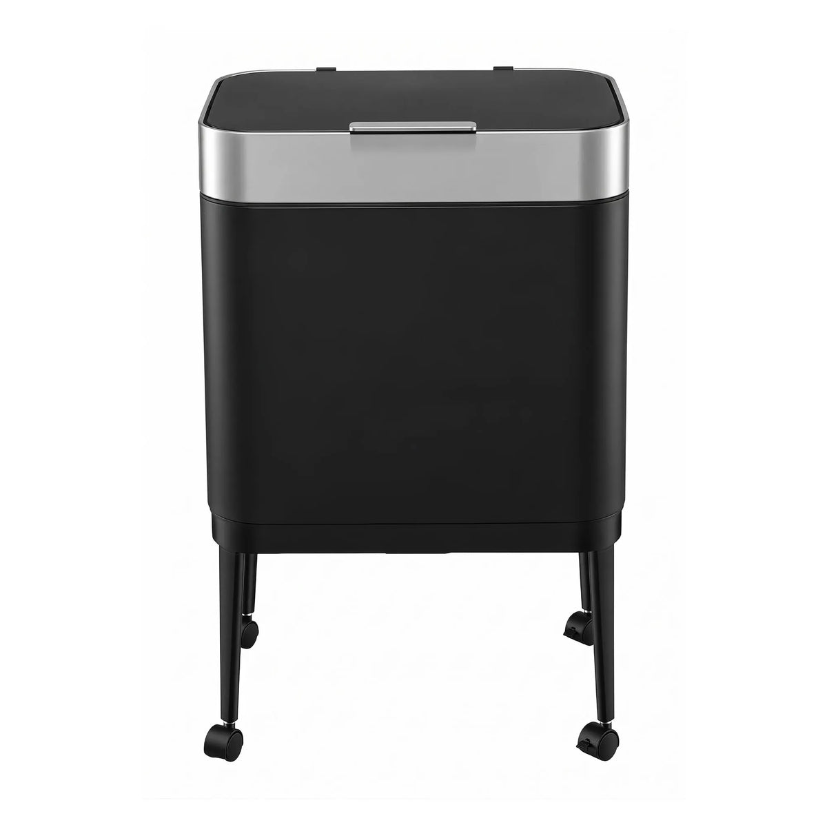Cefito 40L Press Top Trash Can Kitchen Rubbish Bin Moblie Stainless Steel Black  - Image 4