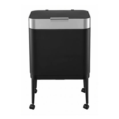 Cefito 40L Press Top Trash Can Kitchen Rubbish Bin Moblie Stainless Steel Black  - Image 4