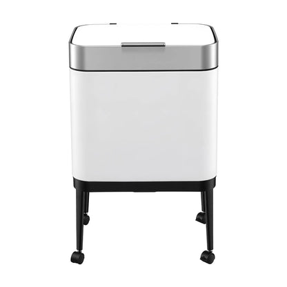 Cefito 40L Press Top Trash Can Kitchen Rubbish Bin Moblie Stainless Steel White - Image 4