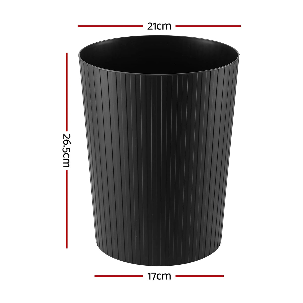 Cefito 8L Open Top Rubbish Bins Waste Bin Trash Can Storage Dustbin Black - Image 3