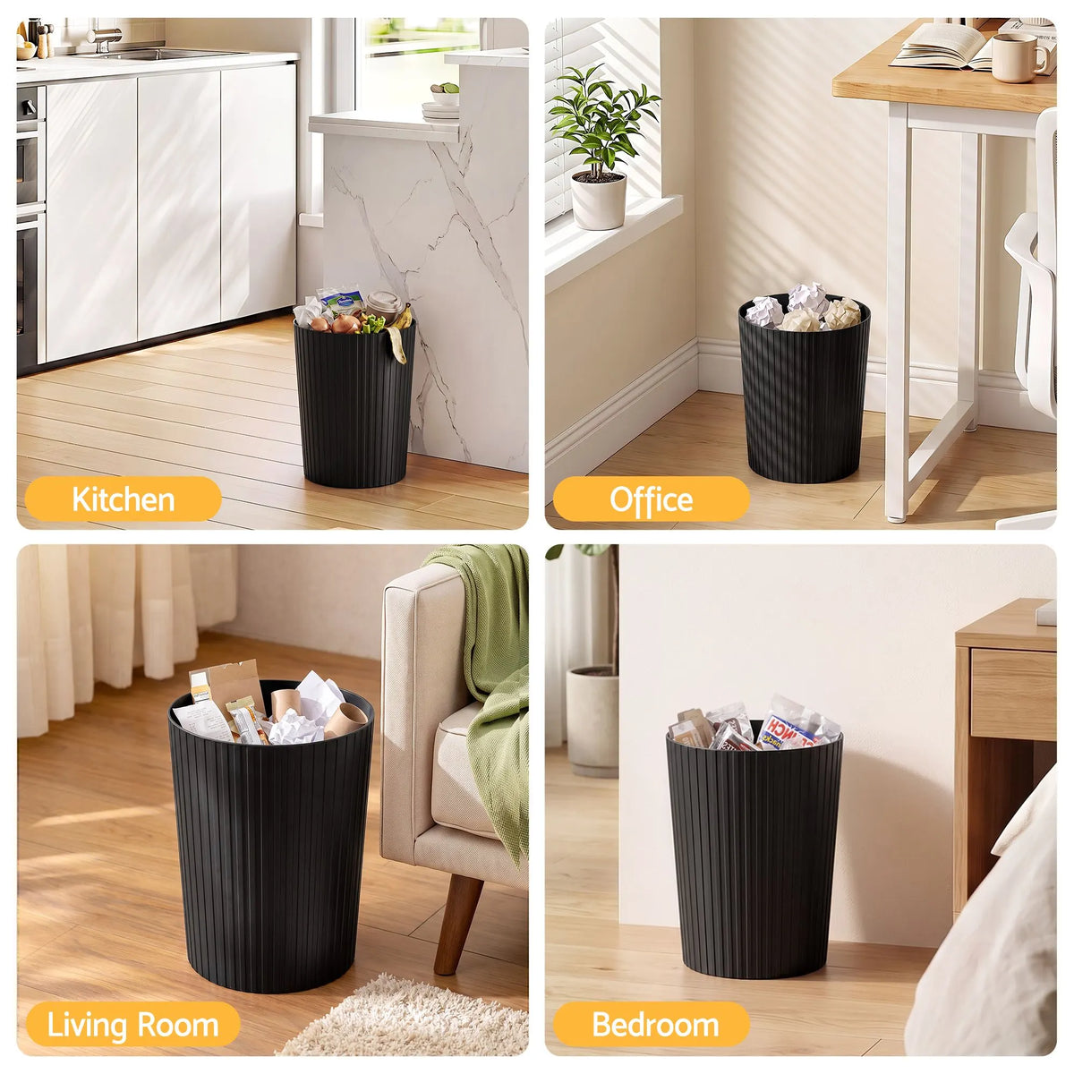 Cefito 8L Open Top Rubbish Bins Waste Bin Trash Can Storage Dustbin Black - Image 7