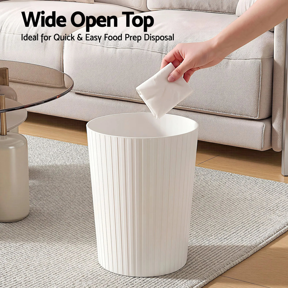 Cefito 8L Open Top Rubbish Bins Waste Bin Trash Can Storage Dustbin White - Image 5