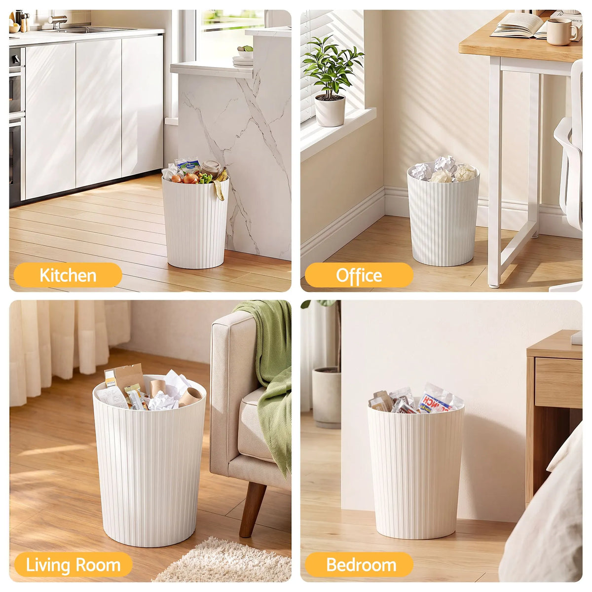 Cefito 8L Open Top Rubbish Bins Waste Bin Trash Can Storage Dustbin White - Image 7