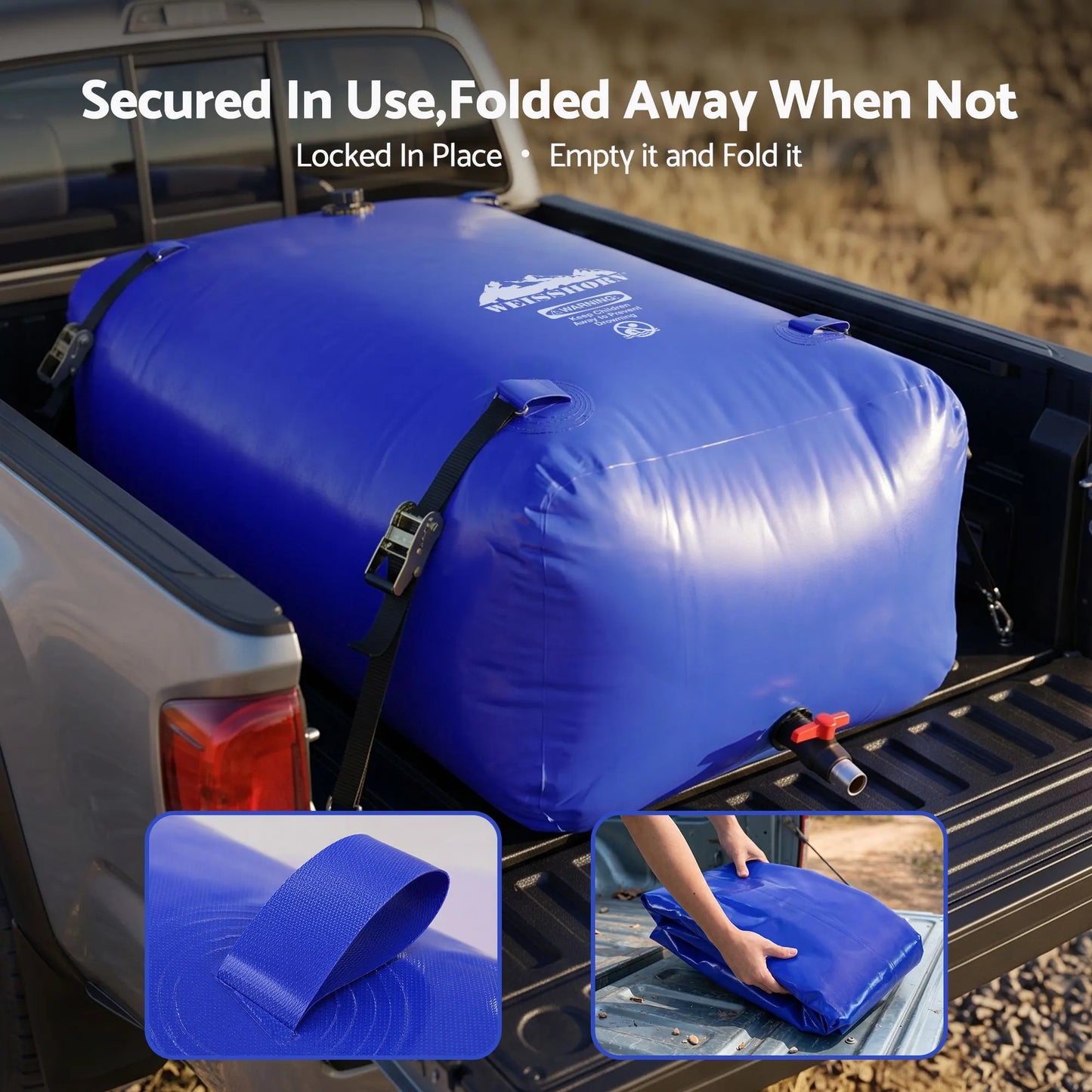 Weisshorn 1000L Water Bladder Bag Portable Large Storage Tank Container Camping Outdoor - Image 7