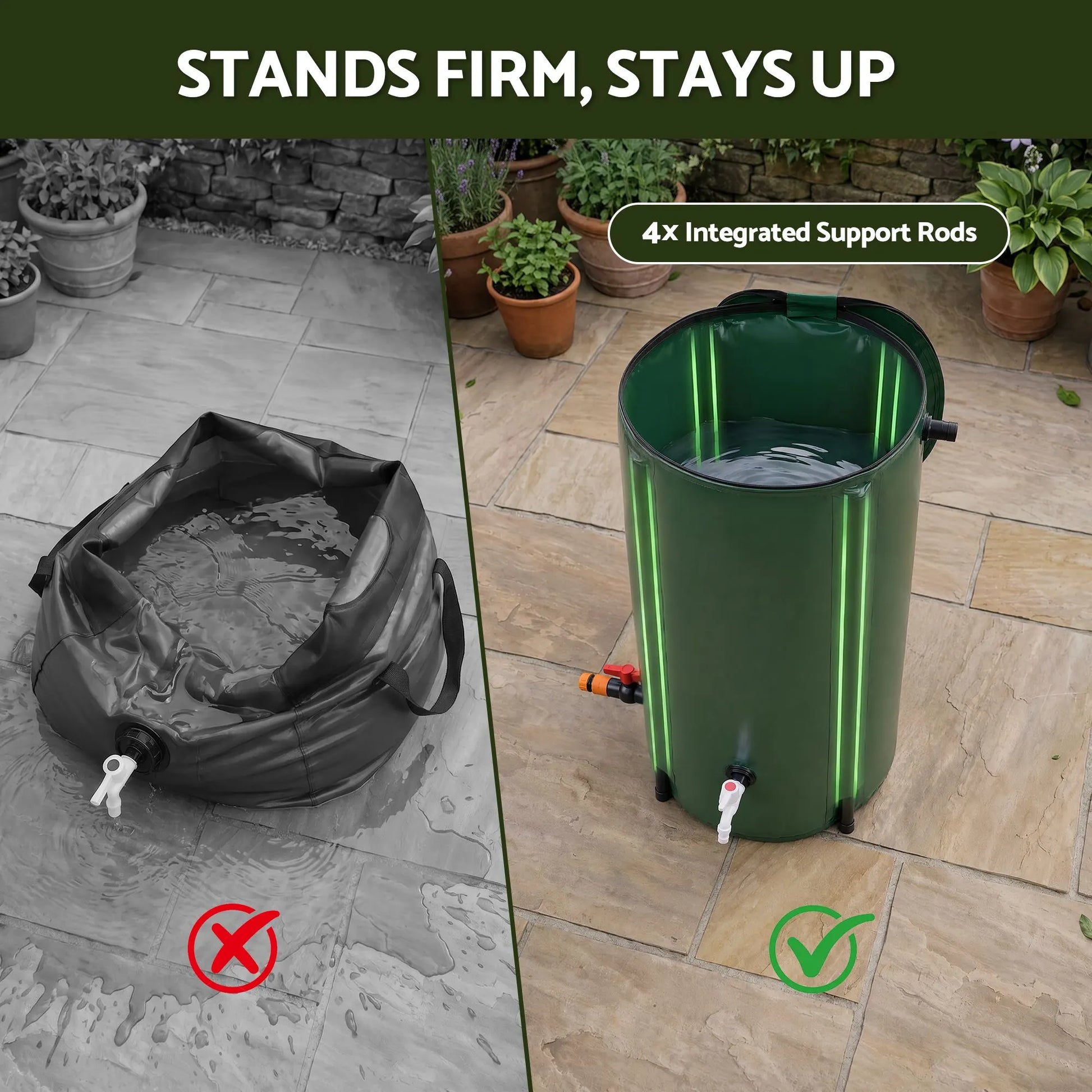 Weisshorn 100L/22Gal Collapsible Rain Barrel PVC Water Tank Collection Storage for Garden Irrigation - Image 6