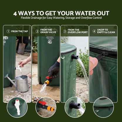 Weisshorn 100L/22Gal Collapsible Rain Barrel PVC Water Tank Collection Storage for Garden Irrigation - Image 7