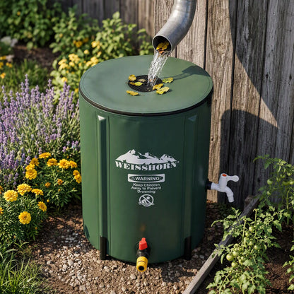 Weisshorn 50L/11gal Collapsible Rain Barrel PVC Water Tank Collection Storage for Garden Irrigation