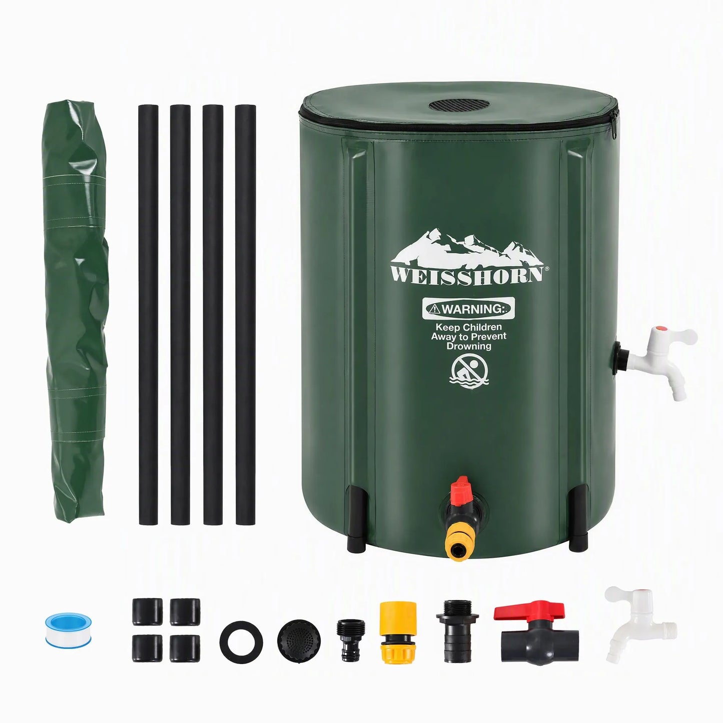 Weisshorn 50L/11gal Collapsible Rain Barrel PVC Water Tank Collection Storage for Garden Irrigation - Image 2