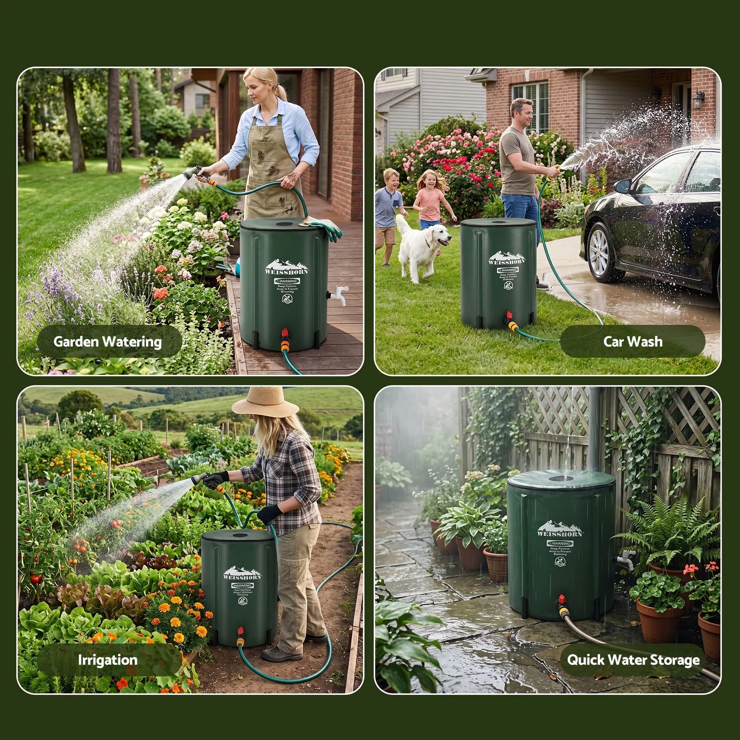 Weisshorn 50L/11gal Collapsible Rain Barrel PVC Water Tank Collection Storage for Garden Irrigation - Image 9