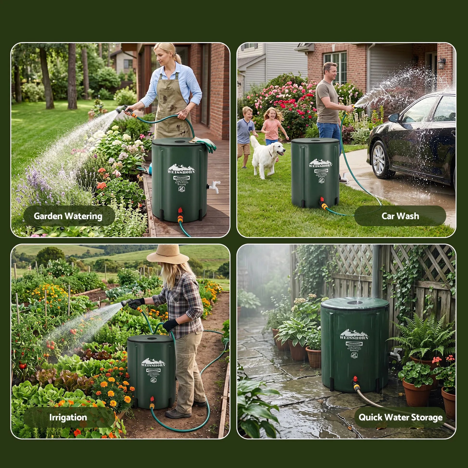 Weisshorn 50L/11gal Collapsible Rain Barrel PVC Water Tank Collection Storage for Garden Irrigation - Image 9