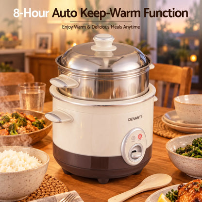 Devanti 3L Rice Cooker Small 6 Cup Multi Cooker with Steamer - Image 8