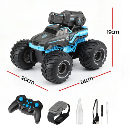 Keezi Kids Amphibious 2.4GHz Remote Control Car Boat with Water Spray Blue - Image 2