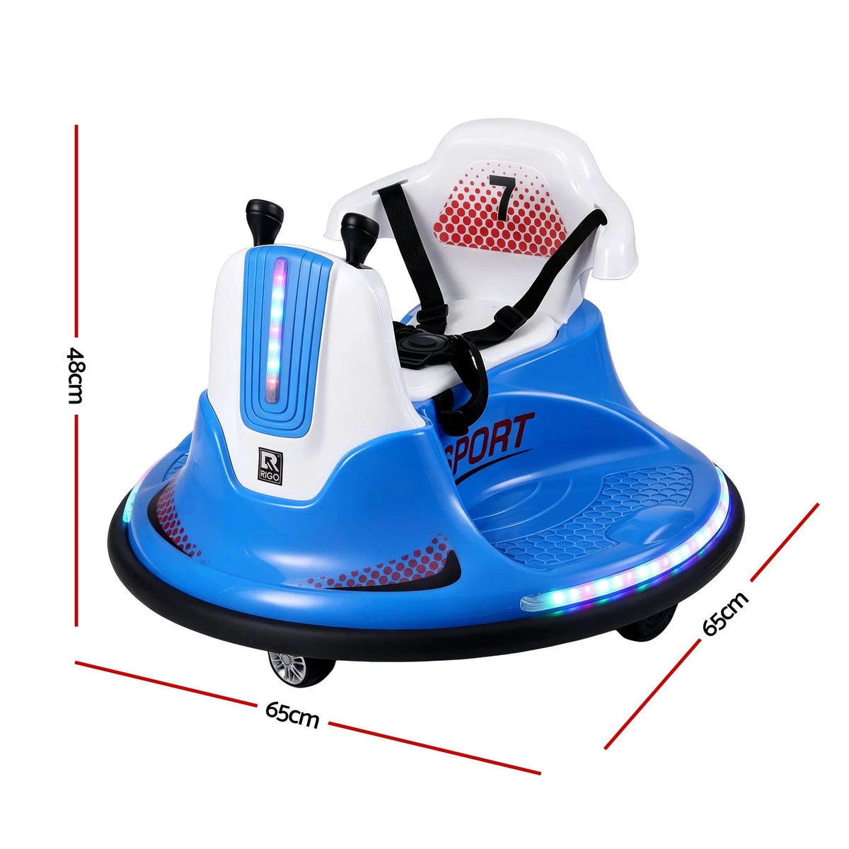 Rigo Ride on Cars Kids Bumper 12V Ride on Toy Toddler Remote Control Blue - Image 2