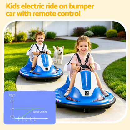 Rigo Ride on Cars Kids Bumper 12V Ride on Toy Toddler Remote Control Blue - Image 4