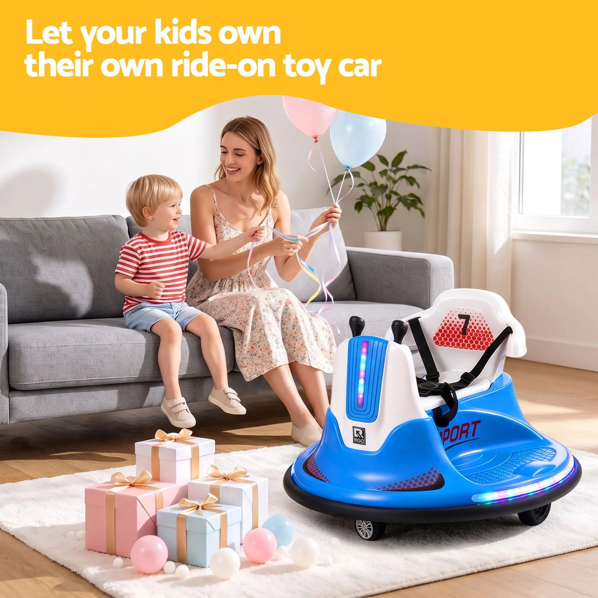Rigo Ride on Cars Kids Bumper 12V Ride on Toy Toddler Remote Control Blue - Image 9
