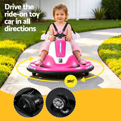 Rigo Ride on Cars Kids Bumper 12V Ride on Toy Toddler Remote Control Pink - Image 6