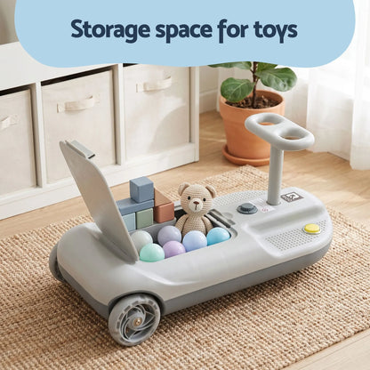 Rigo Ride on Car with Mop Storage Space Kids Clean Car 12V 86cm Grey - Image 6