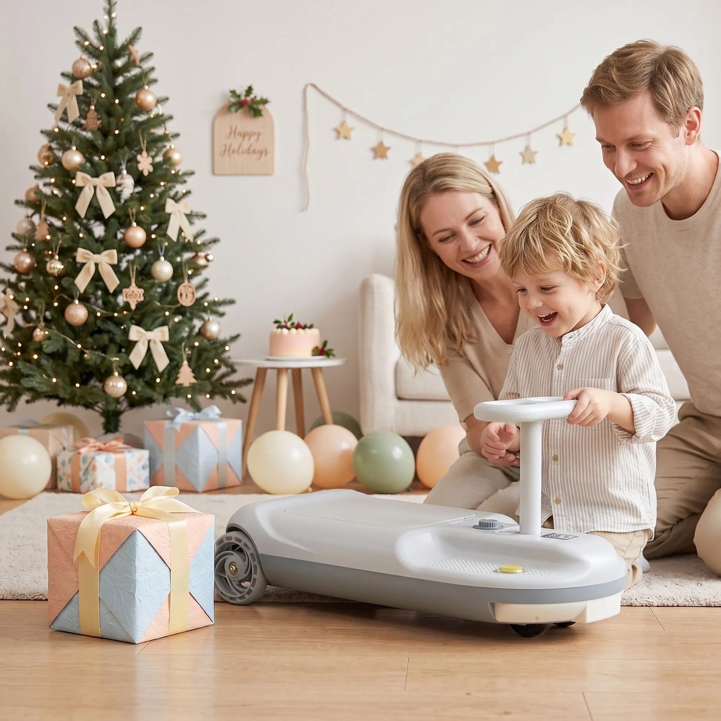 Rigo Ride on Car with Mop Storage Space Kids Clean Car 12V 86cm Grey - Image 8