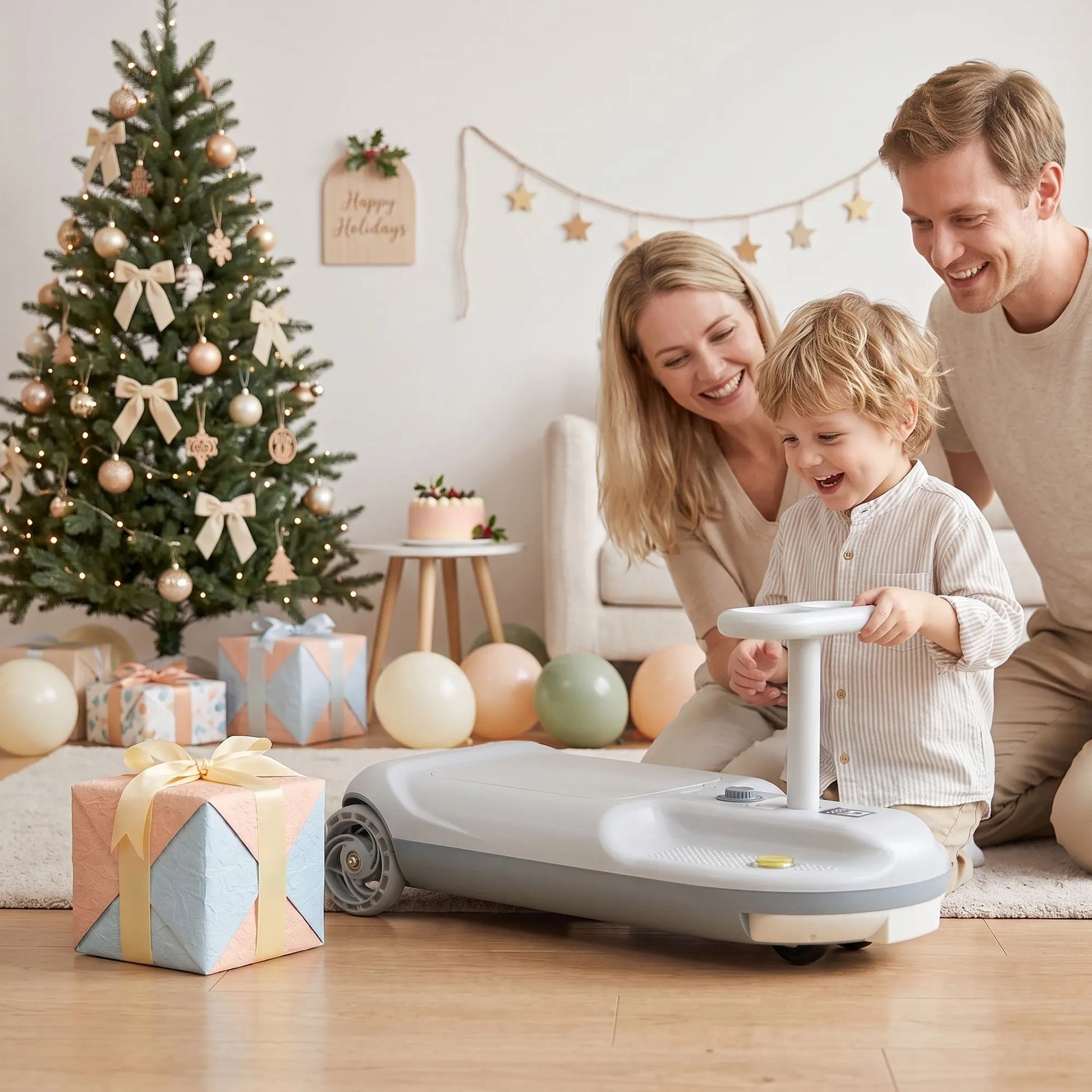 Rigo Ride on Car with Mop Storage Space Kids Clean Car 12V 86cm Grey - Image 8