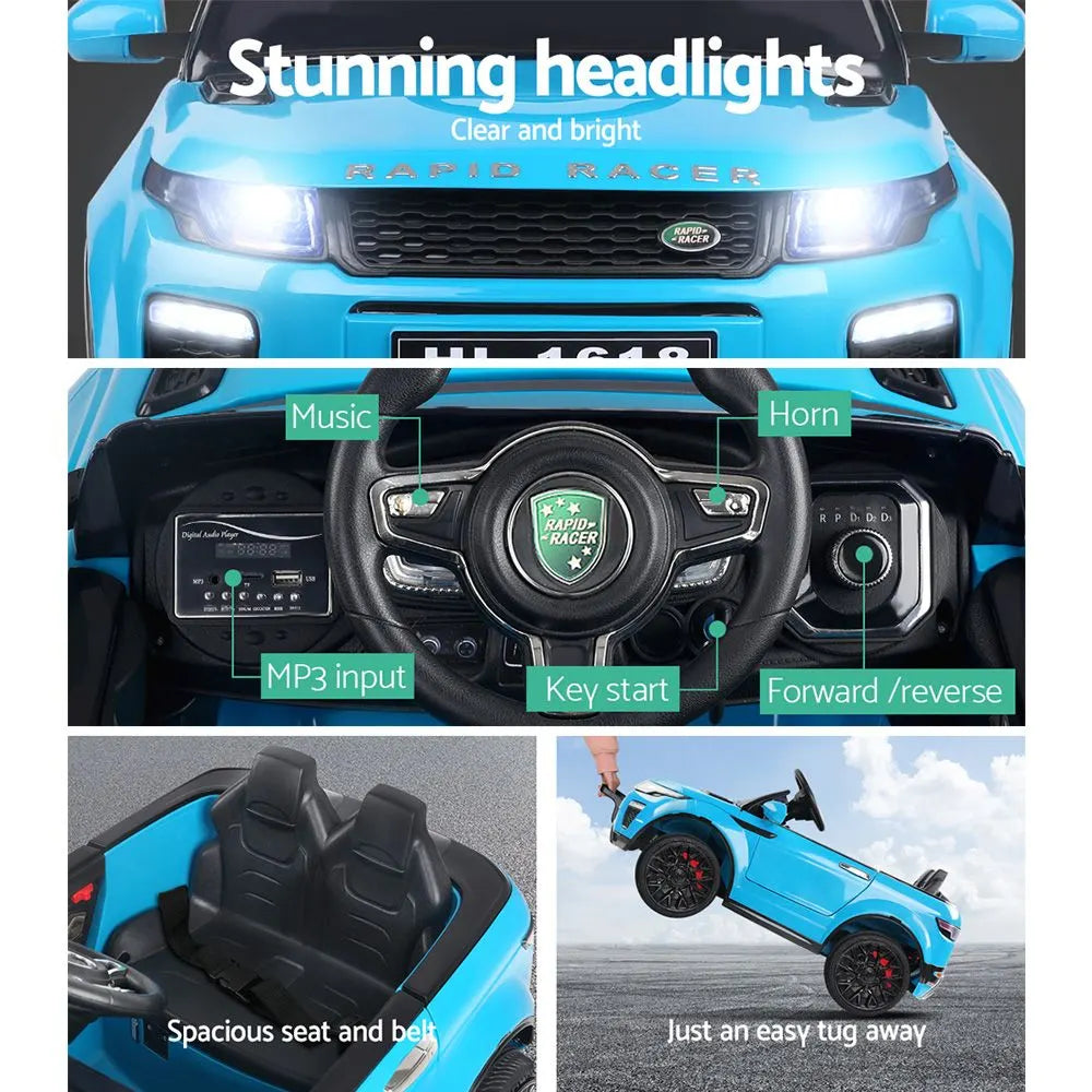 Rigo Kids Electric Ride On Car SUV Range Rover-inspired Toy Cars Remote 12V Blue - Image 4