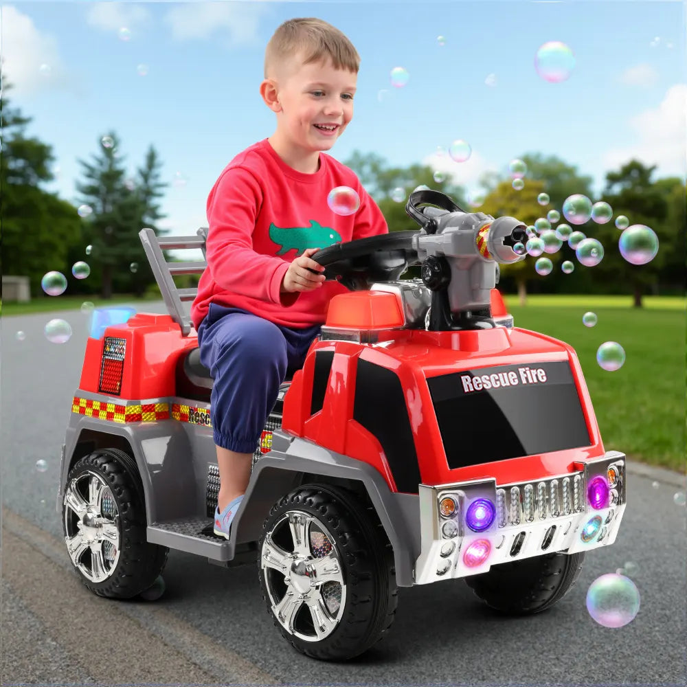 Rigo Kids Electric Ride On Car Fire Engine Fighting Truck Toy Cars 6V Red