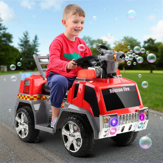 Rigo Kids Electric Ride On Car Fire Engine Fighting Truck Toy Cars 6V Red