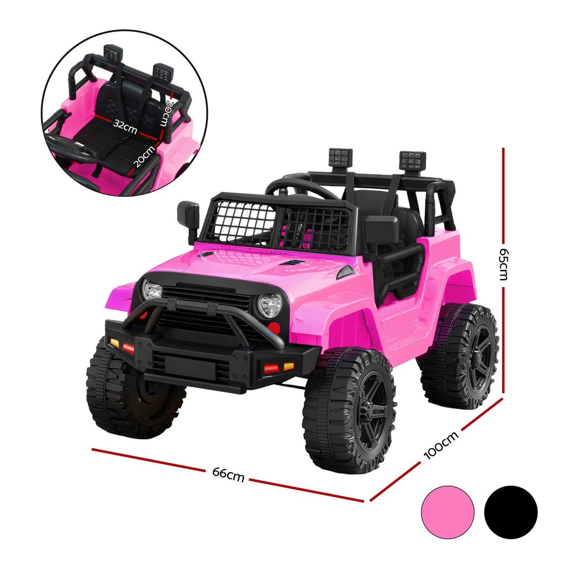 2x Rigo Electric Kids Ride On Car Black Pink Off-Road Ride-On Toy with Remote Control Horn Music - Image 2