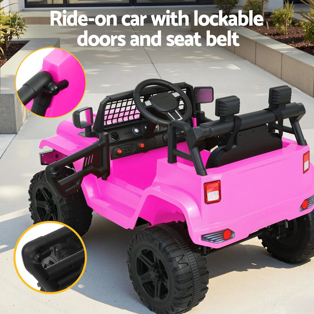 2x Rigo Electric Kids Ride On Car Black Pink Off-Road Ride-On Toy with Remote Control Horn Music - Image 8