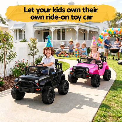 2x Rigo Electric Kids Ride On Car Black Pink Off-Road Ride-On Toy with Remote Control Horn Music - Image 9