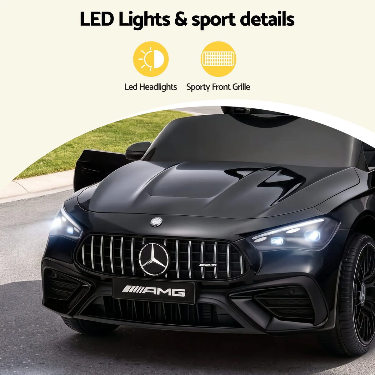 Ride On Car Licensed Mercedes Benz AMGC63 Kids Electric Car 12V Music Black - Image 9