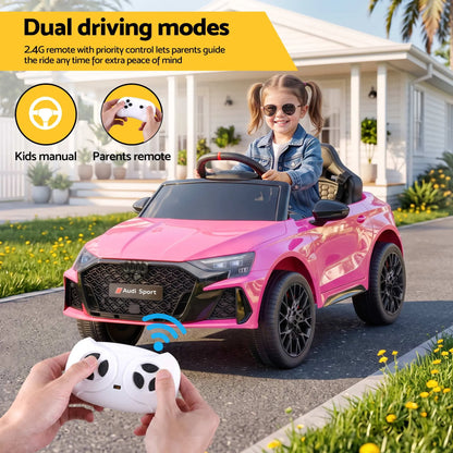 Ride On Car Licensed Audi RS3 Car for Kids 12V Remote Control Pink - Image 4