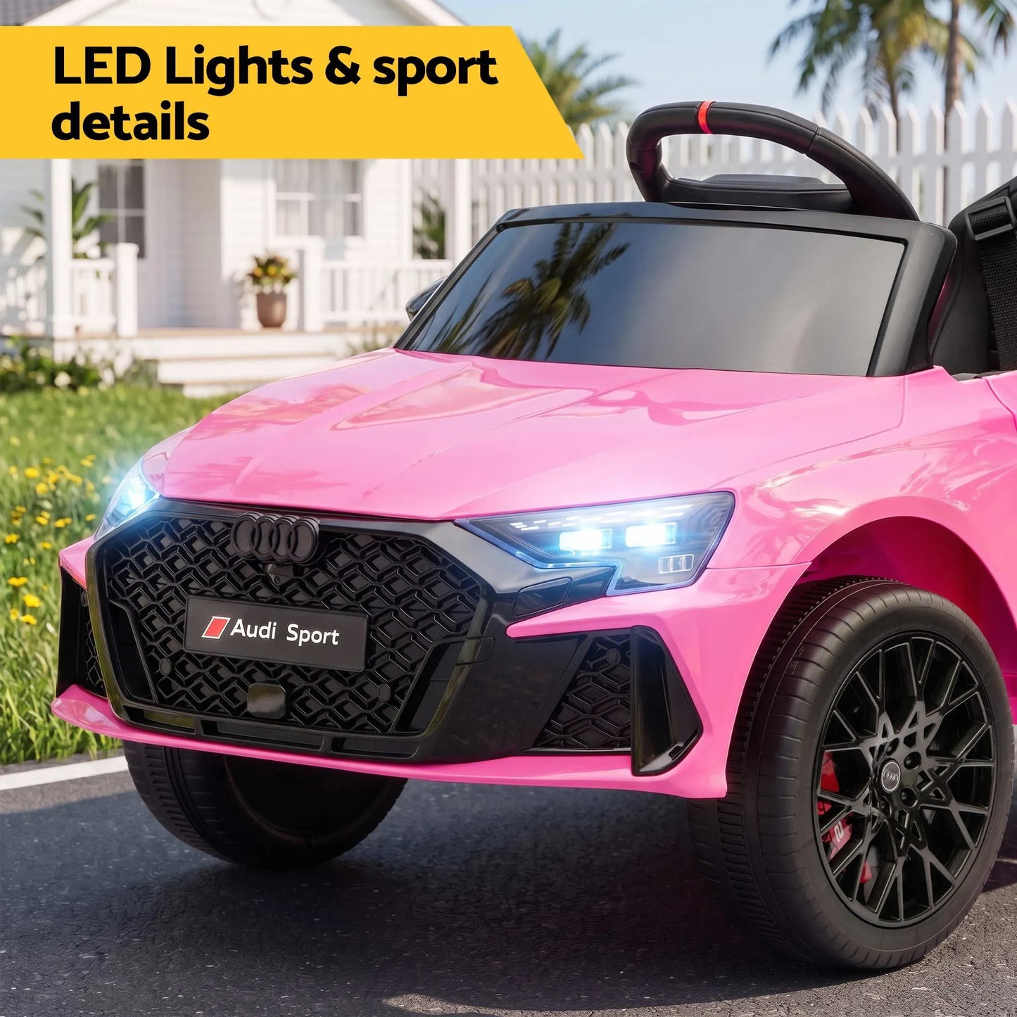 Ride On Car Licensed Audi RS3 Car for Kids 12V Remote Control Pink - Image 9