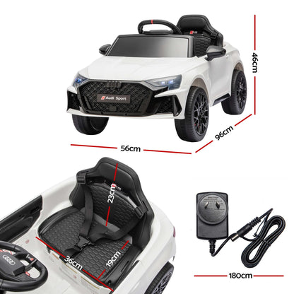 Ride On Car Licensed Audi RS3 Car for Kids 12V Remote Control White - Image 2