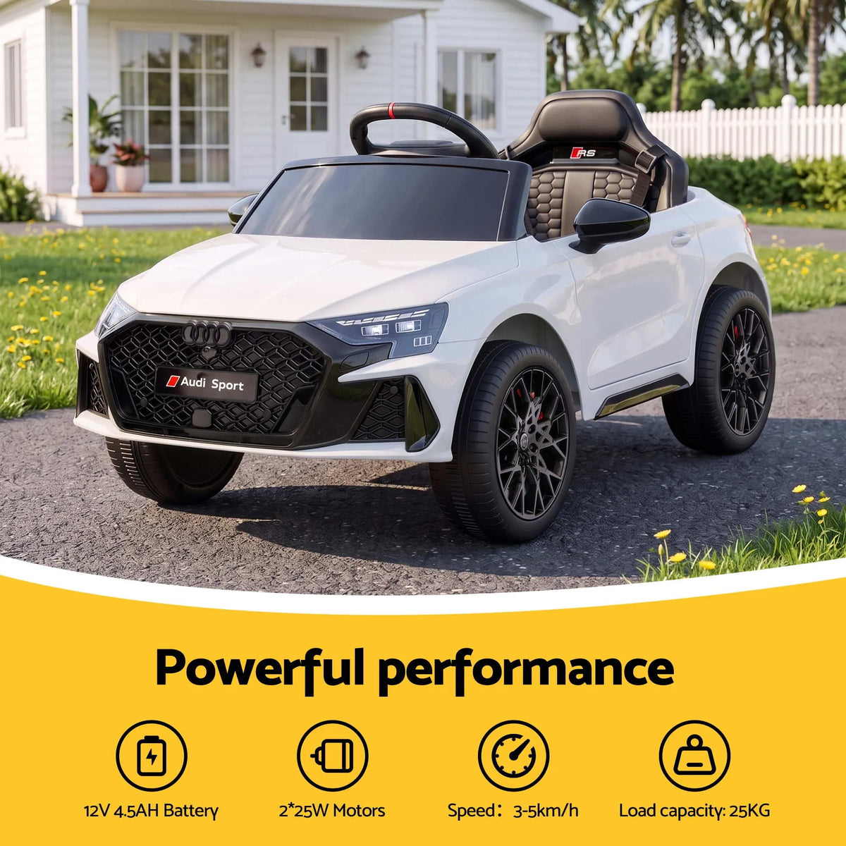 Ride On Car Licensed Audi RS3 Car for Kids 12V Remote Control White - Image 7