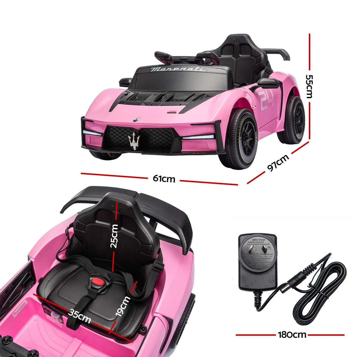 Ride On Car Maserati Licensed MCXtrema Car for Kids 12V Remote Control Pink - Image 2