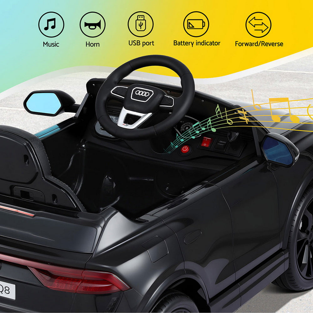 Kids Ride On Car Licensed RSQ8 Electric Toy Black Remote 12V Cars Black - Image 5