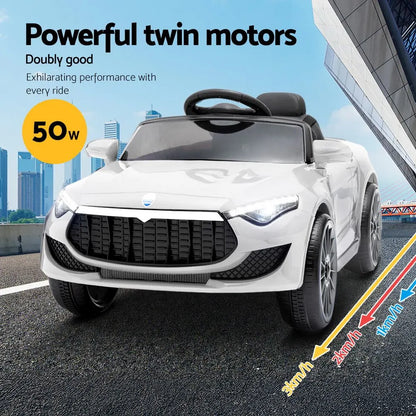 Rigo Kids Electric Ride On Car Cars Music Headlight Remote Control 12V White - Image 4