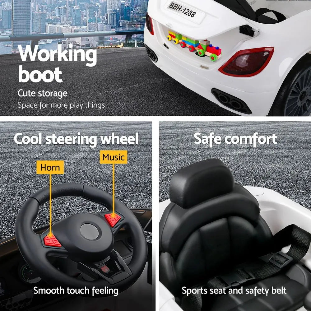 Rigo Kids Electric Ride On Car Cars Music Headlight Remote Control 12V White - Image 5
