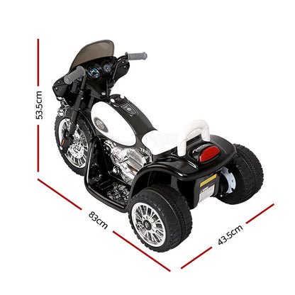 Rigo Kids Electric Ride On Patrol Police Car Harley-Inspired 6V Black - Image 2