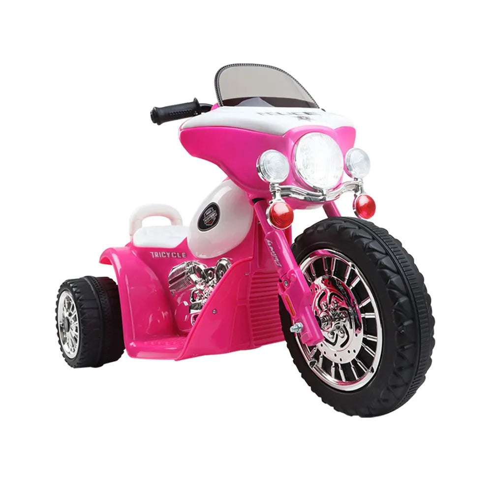 Rigo Kids Electric Ride On Patrol Police Car Harley-Inspired 6V Pink - Image 6