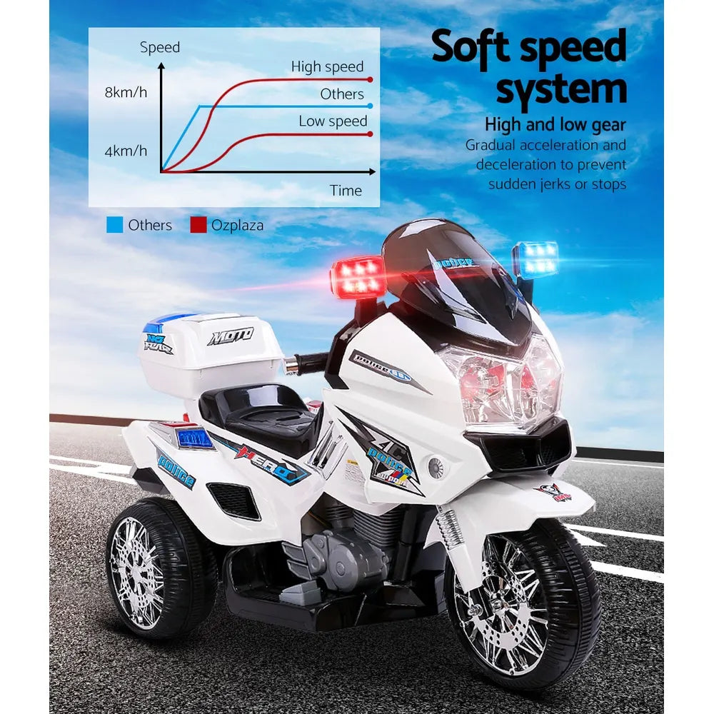 Rigo Kids Electric Ride On Patrol Police Car BMW-Inspired S1K 6V Battery White - Image 4