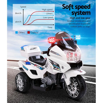 Rigo Kids Electric Ride On Patrol Police Car BMW-Inspired S1K 6V Battery White - Image 4