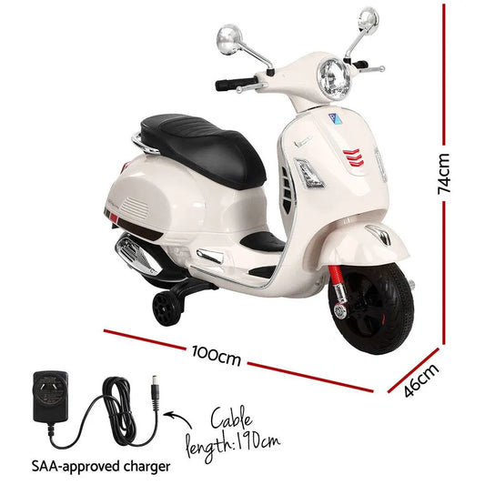 Kids Electric Ride On Car Motorcycle Motorbike Vespa Licensed GTS White - Image 2