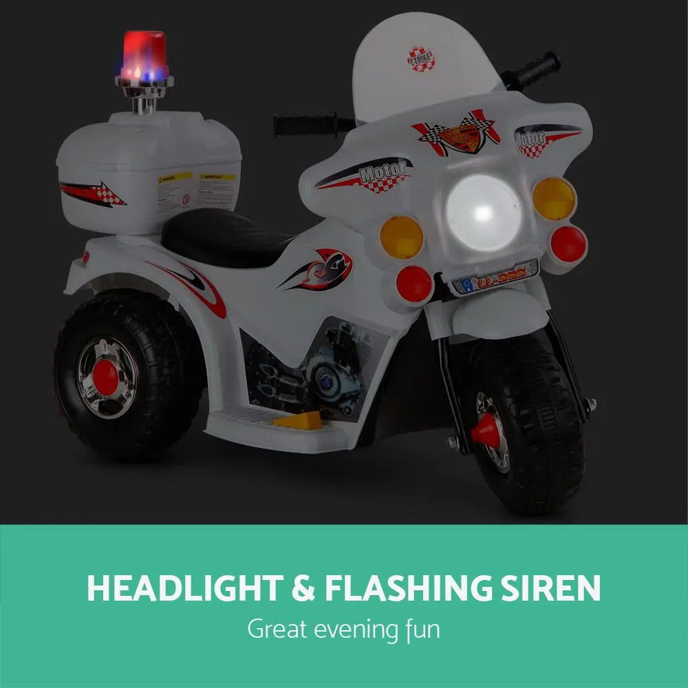 Rigo Kids Electric Ride On Police Motorcycle Motorbike 6V Battery White - Image 4