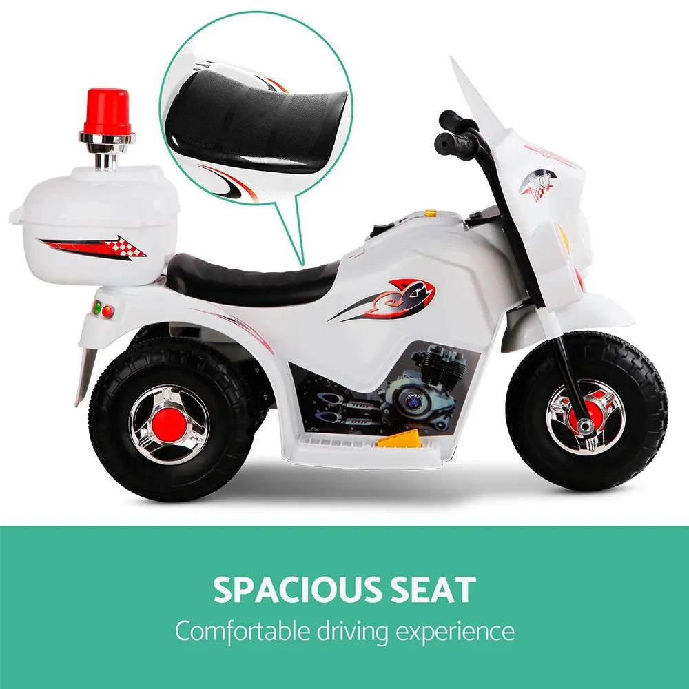 Rigo Kids Electric Ride On Police Motorcycle Motorbike 6V Battery White - Image 5