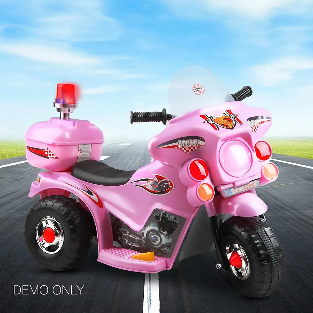 Rigo Kids Electric Ride On Police Motorcycle Motorbike 6V Battery Pink - Image 9