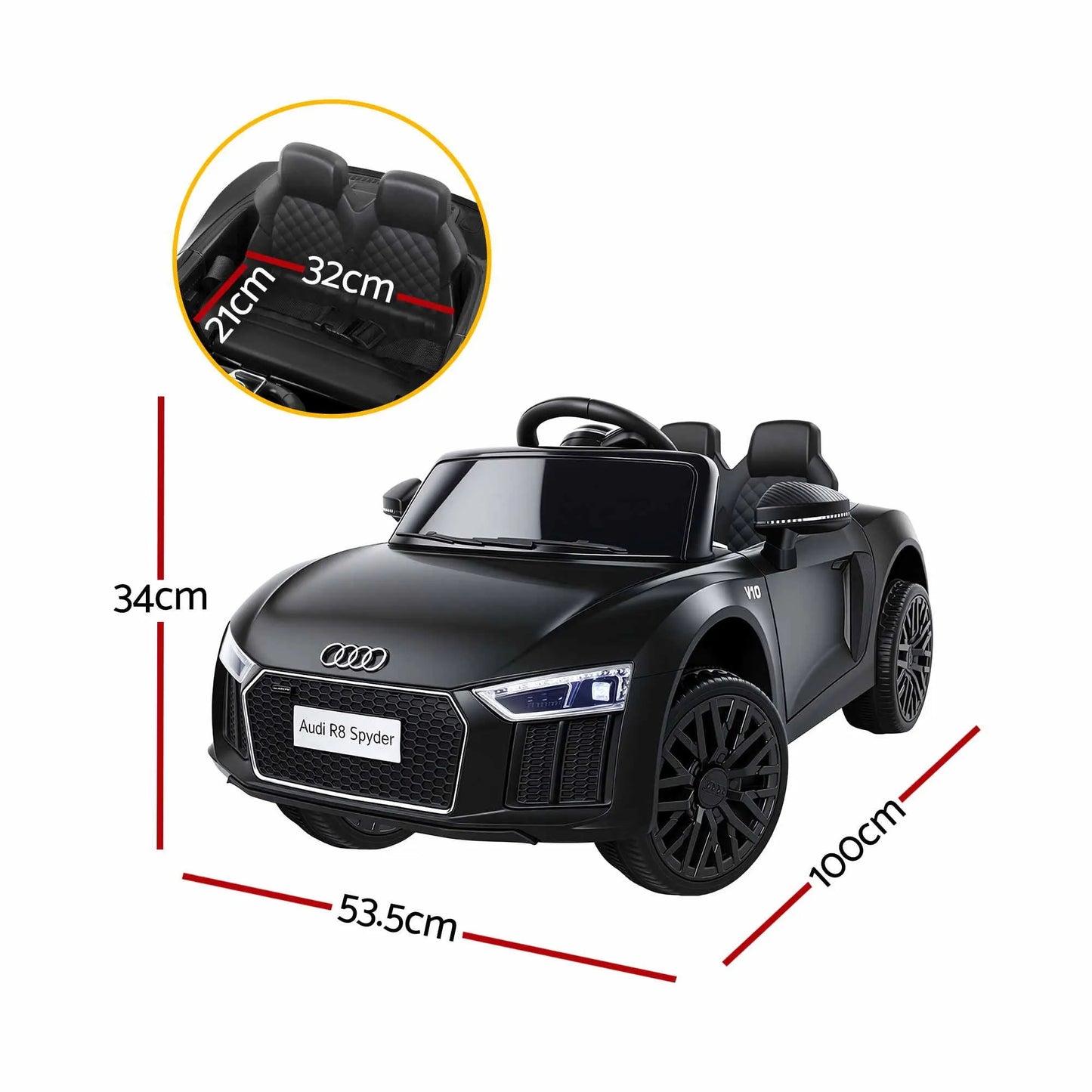 Kids Ride On Car Audi R8 Licensed Sports Electric Toy Cars Black - Image 2