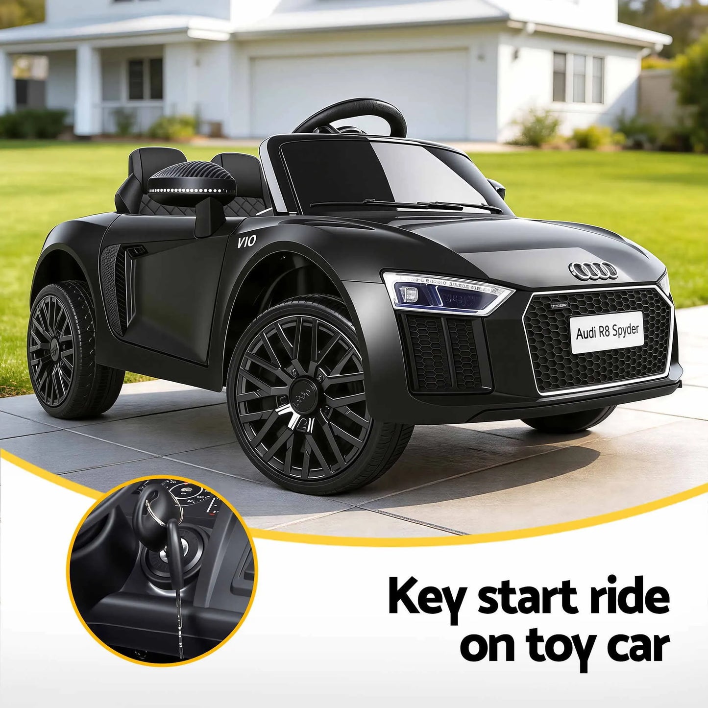 Kids Ride On Car Audi R8 Licensed Sports Electric Toy Cars Black - Image 4