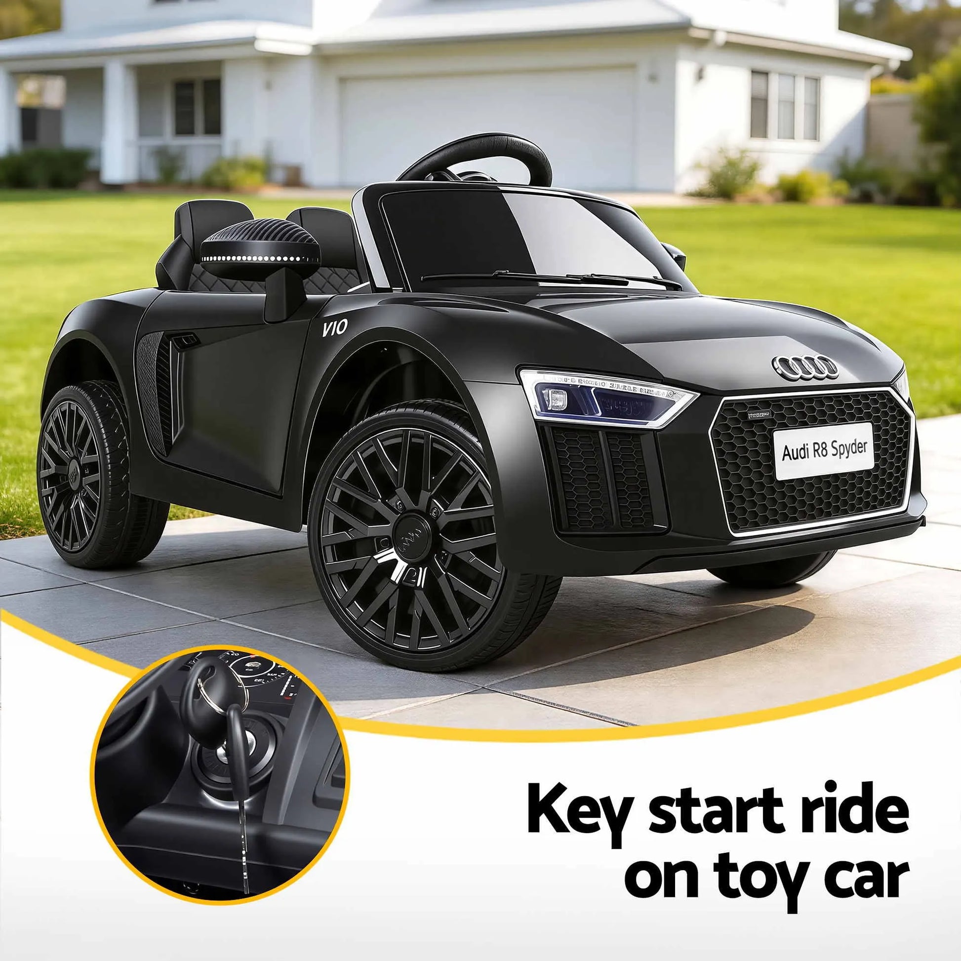 Kids Ride On Car Audi R8 Licensed Sports Electric Toy Cars Black - Image 4